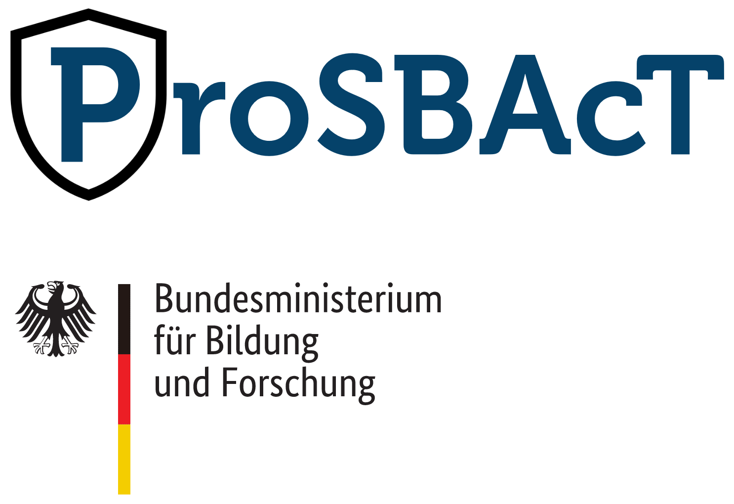 Das Bild zeigt das ProSBAcT Logo und darunter das Logo des Bundesministeriums für Bildung und Forschung.