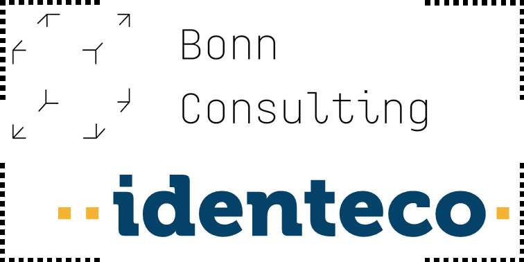 Das Bild zeigt die Logos von Bonn Consulting und von Identeco, umrahmt von einem gestrichelten Kasten.