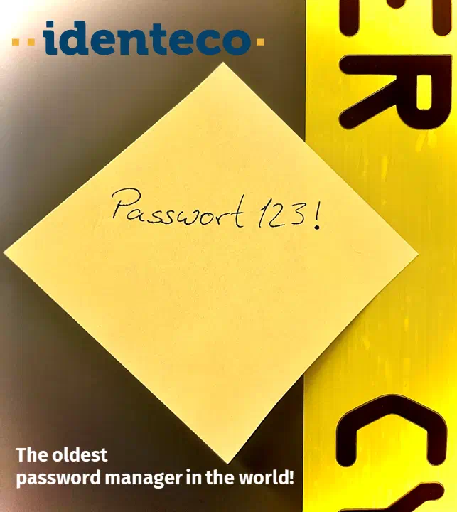 The picture shows a post hit with "Passwort123!" written on it.